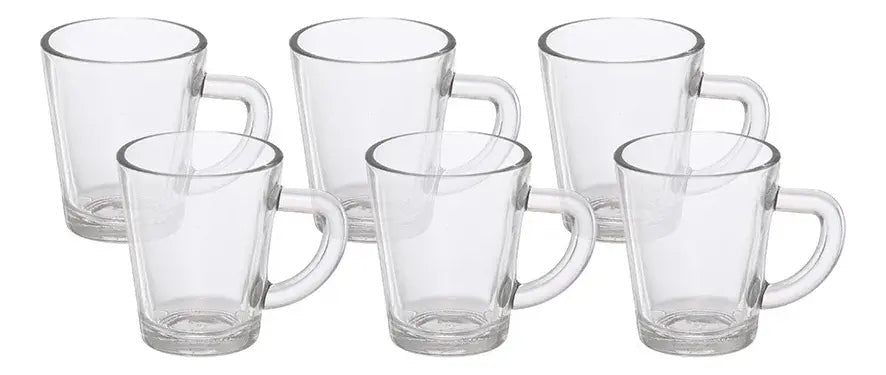 Jogo de 6 Xícaras De Vidro Transparente Café Lisa 70ml